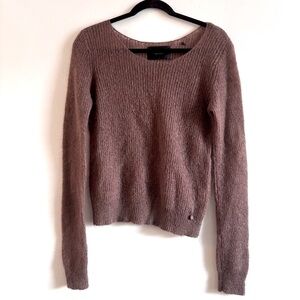 MAISON SCOTCH I 1 (US S) Mohair Blend Scoop Neck Knit Sweater I Warm Brown